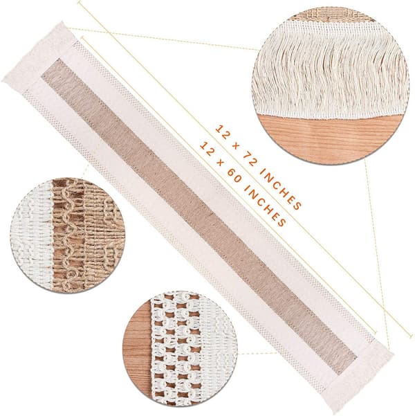 Naturlig Burlap Bordsløper, Spleiset Bomull Boho Bordsløper