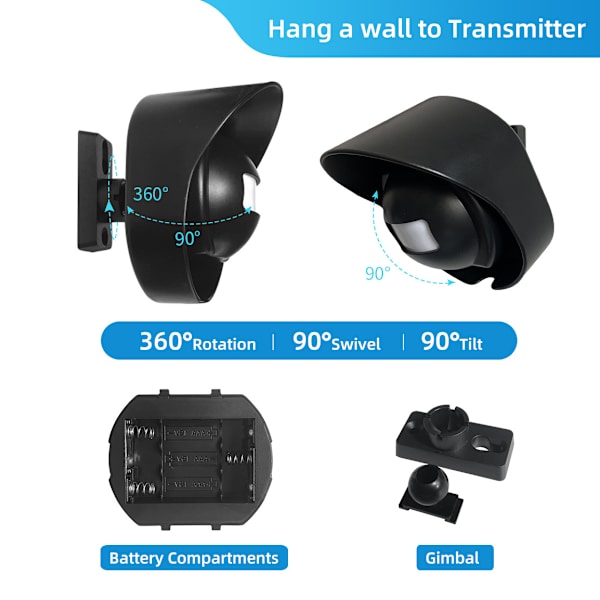 Human body detecting doorbell waterproof design Split greeter 38