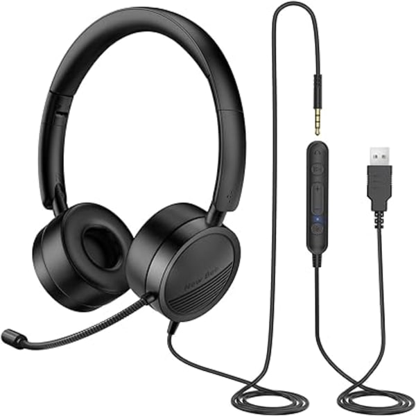 PC-headset med ledning, mikrofon, USB/3,5 mm, komfortabel, professionel E