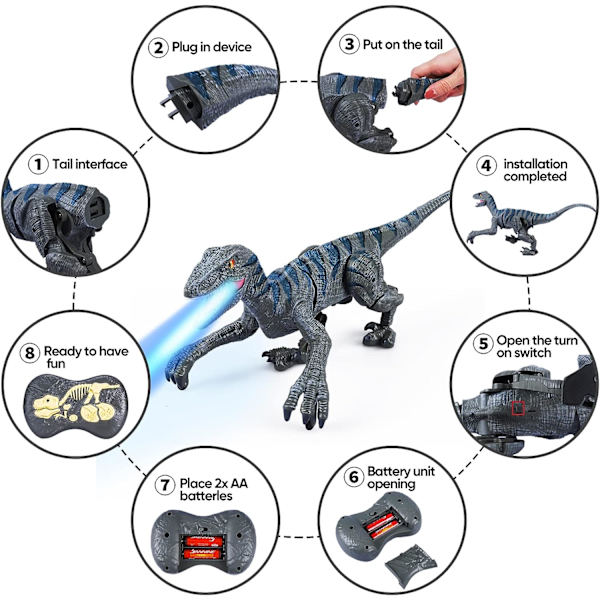 Fjärrkontrollerade dinosaurie leksaker för barn, 2.4G elektroniska RC leksaker,