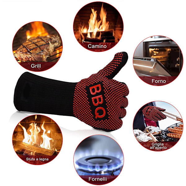 BBQ-handskar Ugnshandskar Värmebeständiga upp till 800°C Universal Non-