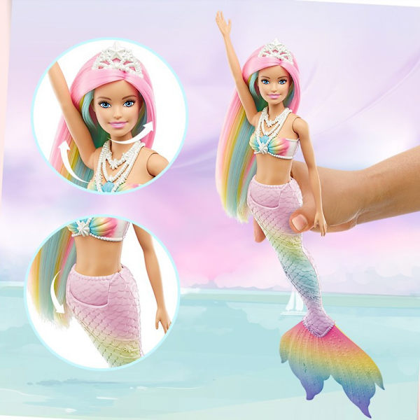 Barbie Magisk Sjöjungfrudocka med Regnbågshår, Barns Leksak