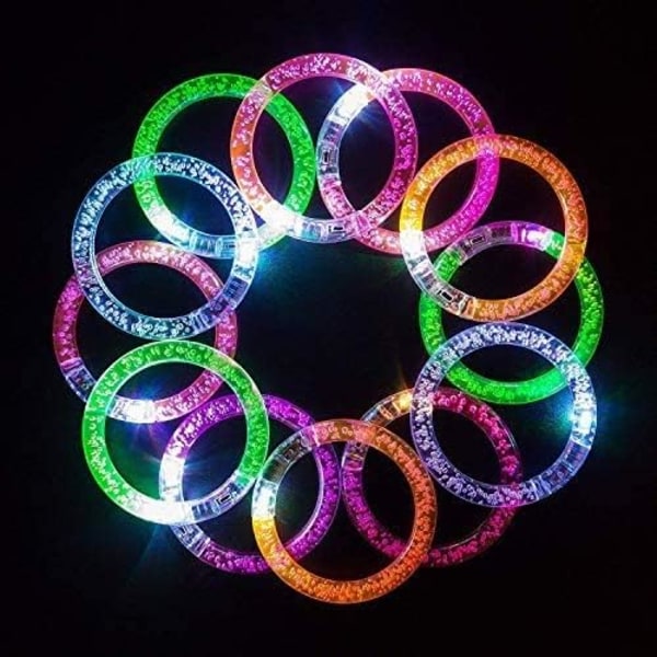 12 stk gjenbrukbare fargerike akryl LED blinkende armbånd