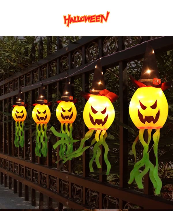 5 LED-drivna Halloween-lyktor med timer, 3D orange Li