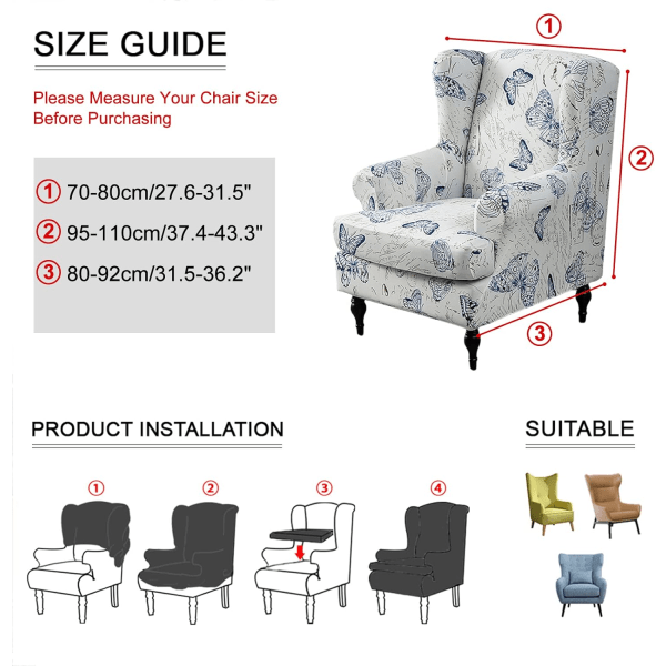 Wingback-fåtöljöverdrag Stretch Spandex Wingback-fåtöljöverdrag Soffa