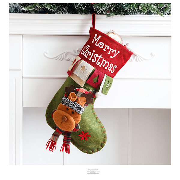 1 stk. MerryChristmas Store Jule Strømper Julemand Snemænd 3D