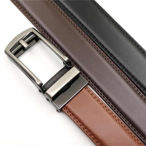 Herrebelte, dressbelte med automatisk spenne - blank brun