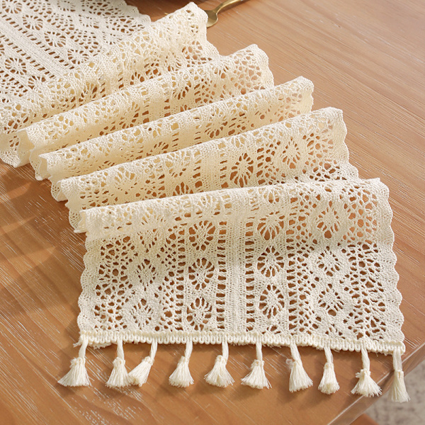 Boho-tyylinen virkattu pöytäliina, vintage-boho-maalaistyylinen makrame-pöytäliina keittiön kahvipöydälle, ruokapöydälle, lipaston päälle, kodin sisustukseen 24*240cm