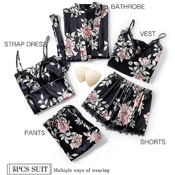 Dam silke pyjamas set flickor pyjamas dam pyjamas satin pyjamas