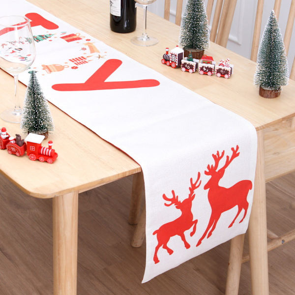 Julebordflag dobbeltlags bomuld og linned kreativt tryk snemand gammel mand bordmåtte atmosfære julepynt