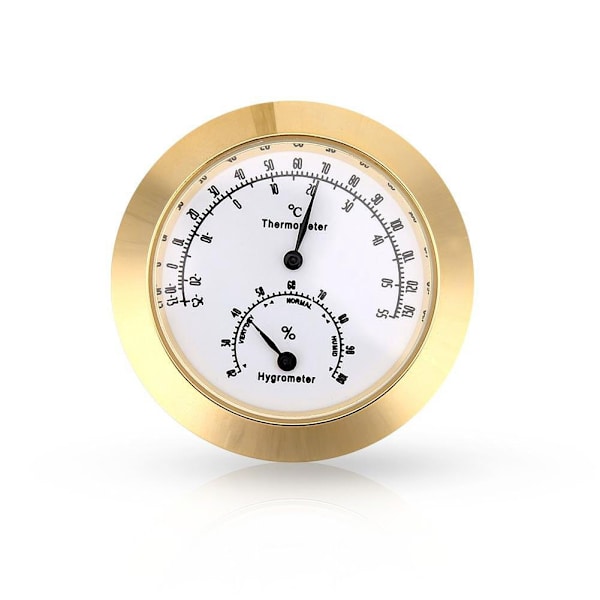 Rund gitarfiolin hygrometer termometer med fuktighet Tempera