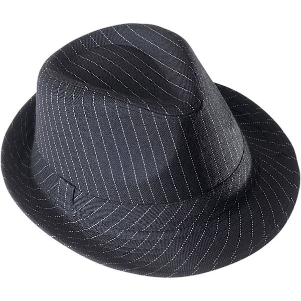 En lille retro engelsk hat, en stribet jazzhat.