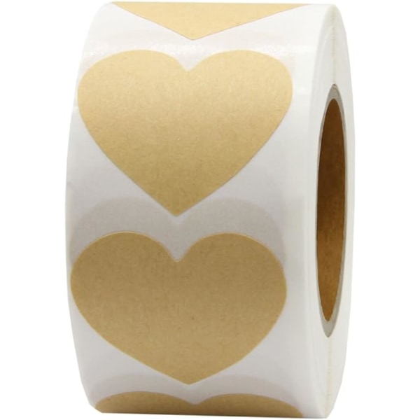 Love Heart Shaped Natural Kraft Permanent Adhesive Labels 1'' Co