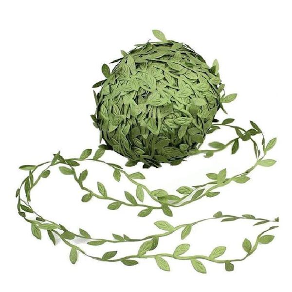 200M/656ft Konstgjorda Gröna Blad Silke Bladform för Bröllop D