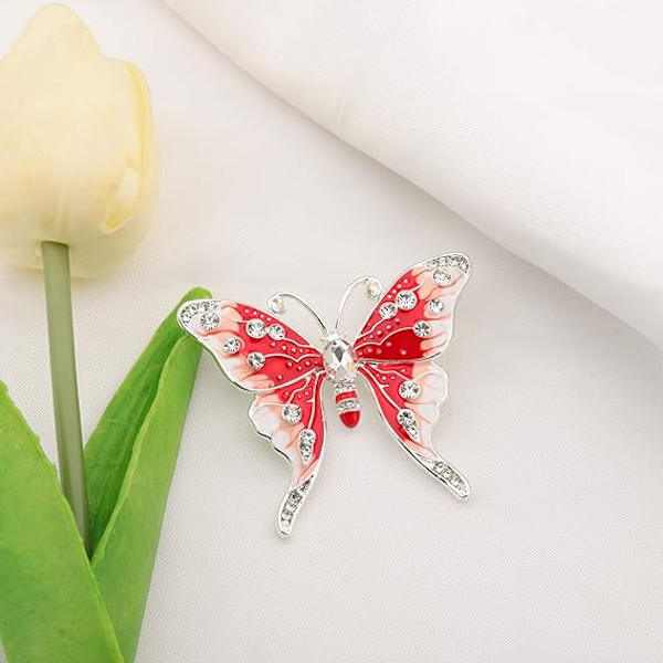 Kristall Rhinestone Fjäril Brosch Pin Blå Färg Fjäril Brosch