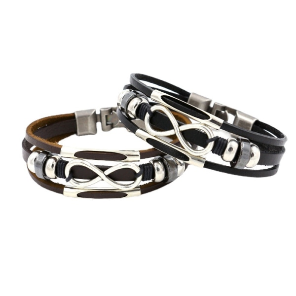 Vintage flerlags skinn armbånd flerlags 8 ord