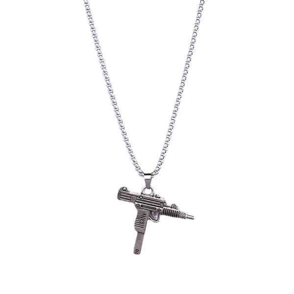 2 Fashion Submachine Gun Men's Titanium Steel Necklace