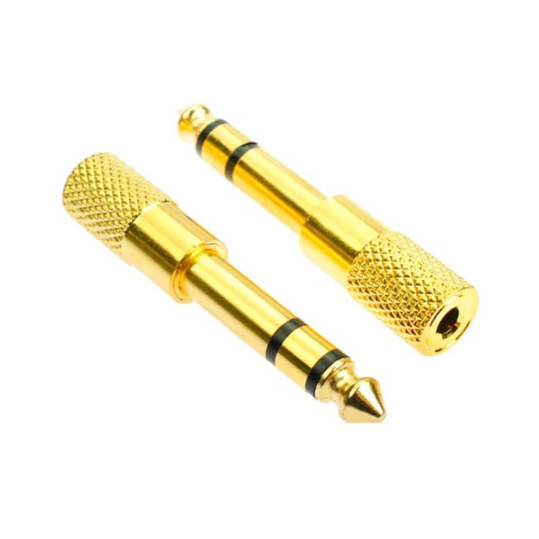 4 stk 24K gullbelagt ren kobber Jack 6,35 til 3,5 adapter Stor Ja