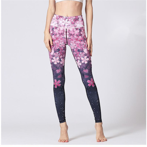 Korkeavyötäröiset painetut skinny-tanssi- ja kehonrakennusleggingsit - HK196 XL
