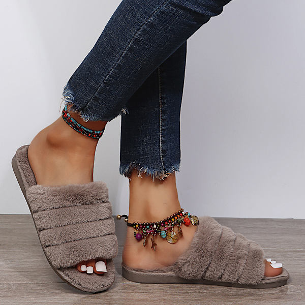 Herres åbne tå frotté slippers (Medium Gray 7-8)