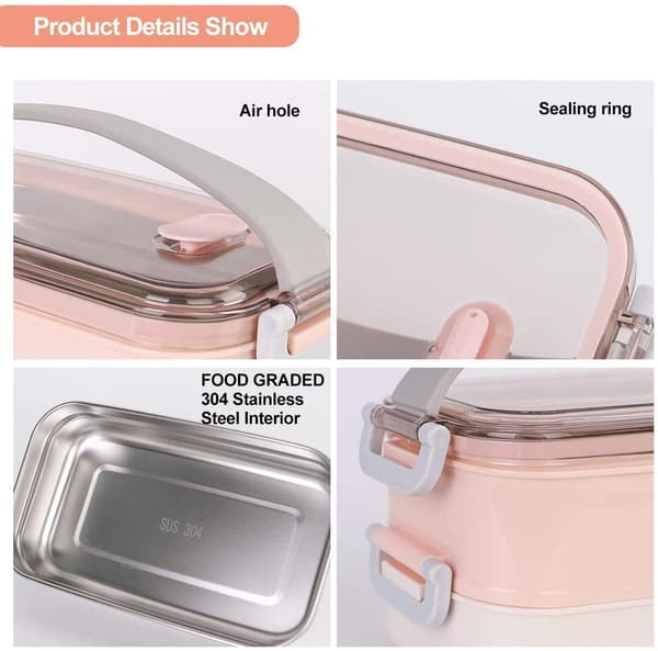 1,6L rustfritt stål dobbel bentoboks - Rosa