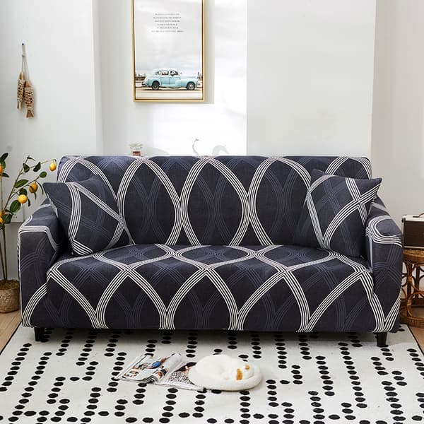 Stretch Soffaöverdrag Tryckt Soffaöverdrag Fåtöljöverdrag för Soffor Elastiskt Universal Möbelskydd med Kuddfodral - Stil 20 small