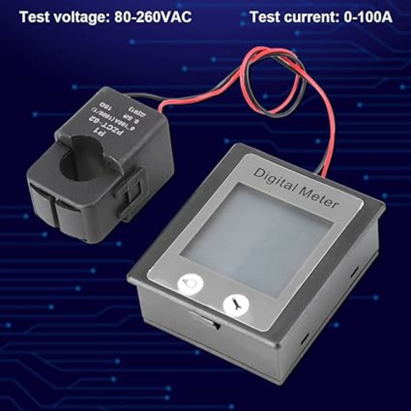 Mini LCD Digital Strømmåler Amperemeter AC 80-260V 100A Volta