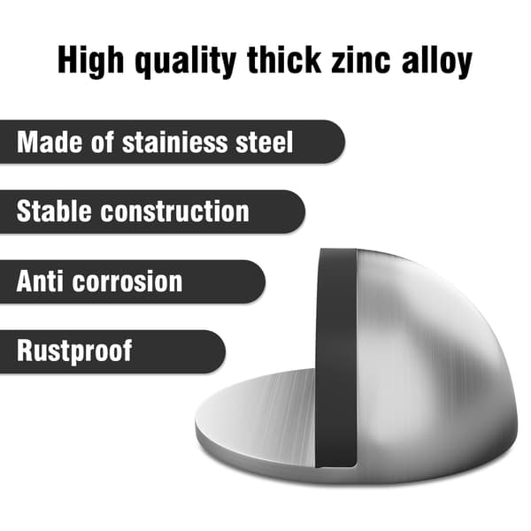 4 Pak Dørstopper, Rustfrit Stål Halvkugle Gulv Dørstopper 3M Klæbende Dørstopper, Ingen Borring Gummi Gulv Dørstopper til Stue, Soveværelse