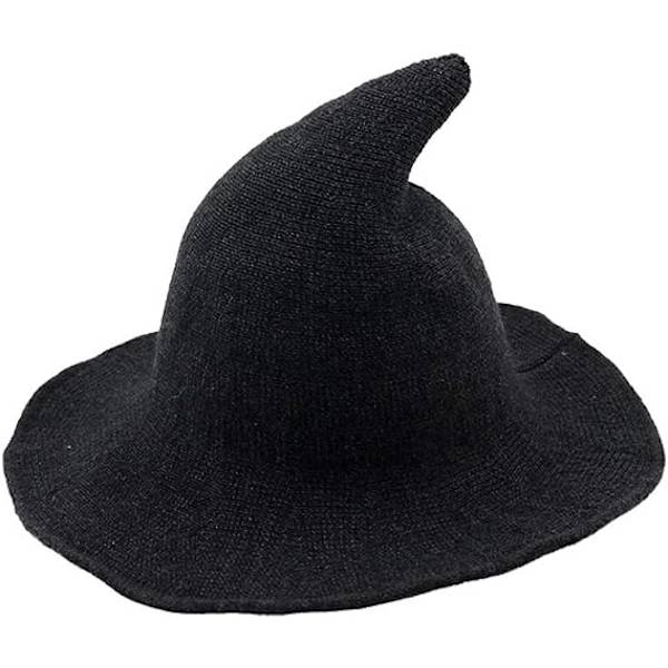 Kvinnors stickade häxhattar i ull för Halloween-festmaskerad grey