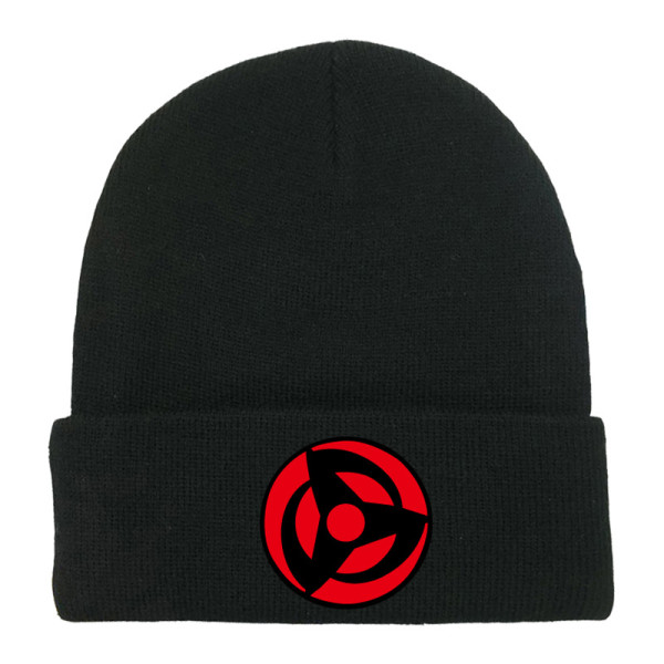 Naruto Knitted Beanie Footprint Simple Trendy Black Hip-Hop Curl