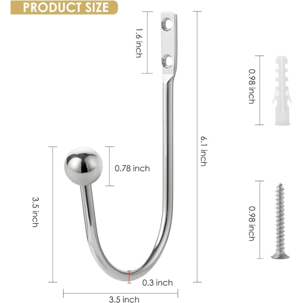 Gardinholder, 4 stk. Dekorative gardinholder med Sc