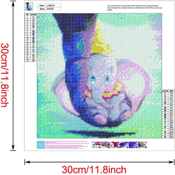 5D DIY timanttimaalaussetti, 12\"X12\" Dumbo pyöreä täysi timantti Cr