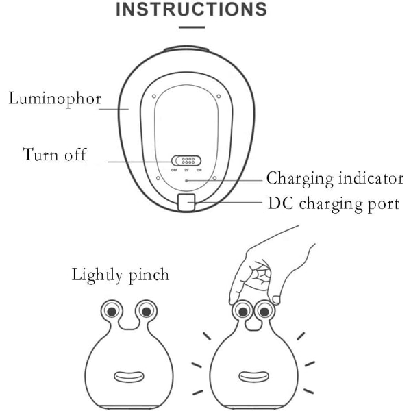 Nattlampor för barn USB uppladdningsbara lampor, ABS+PC sängbordslampa