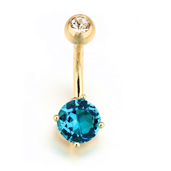 10K Gult Guld Simulerad Diamant CZ Päronformad Navelpiercing