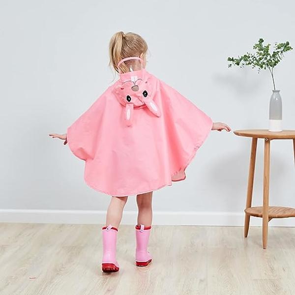 Letvægtsregnjakke til småbørn - Flagermusponcho/kappe med hætte 4-7 år