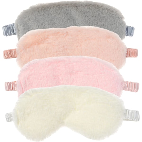 4 Pack Soft Plush Eye Masks for Sleeping Blindfolded for Birthda