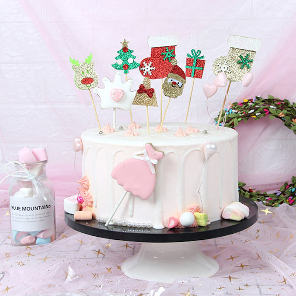28 stk. julekagepynt, glitter julekagepynt til hjemmet, festdekoration, julefestartikler