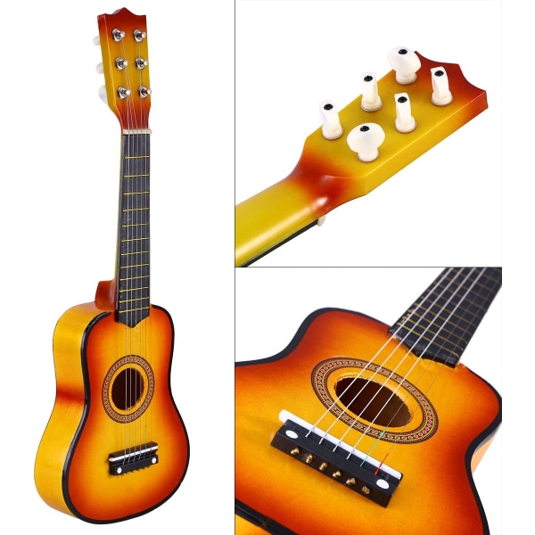 Barnens Akustiska Gitarr 21 Tum Gitarr Liten Akustisk Gitarr för Nybörjare 6-Strängad Trägitarr Ukulele för Nybörjare - Solorange