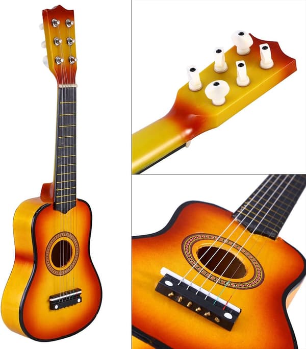 Barnens Akustiska Gitarr 21 Tum Gitarr Liten Akustisk Gitarr för Nybörjare 6-Strängad Trägitarr Ukulele för Nybörjare - Träfärg