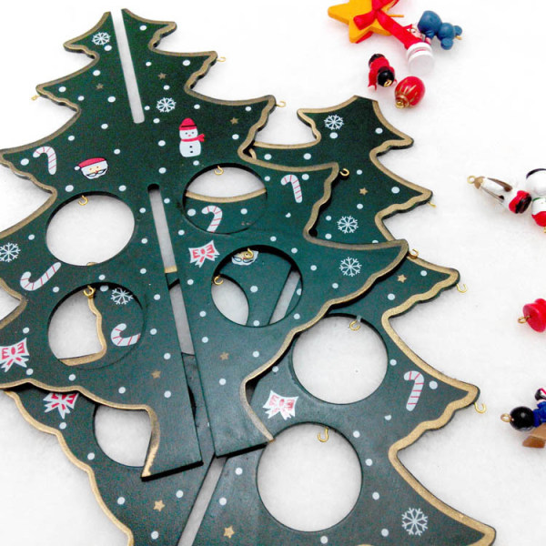 2 stk Miniatyr Julepynt Tre Ornamenter i Tre