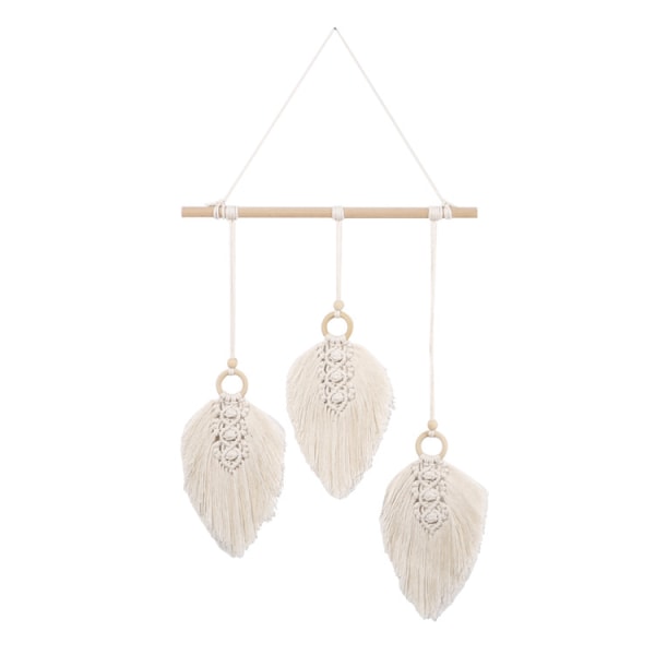 Macrame vävd väggdekoration - vävda blad tofsar dekor för sovrum