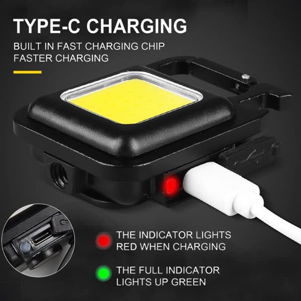 2 Mini LED-lommelykter, 2 PC arbeidslys oppladbare 800 lumen