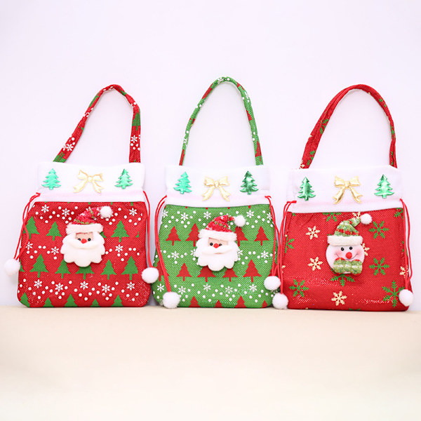 3 juledekorasjoner Ny Santa Claus gavepose julegave