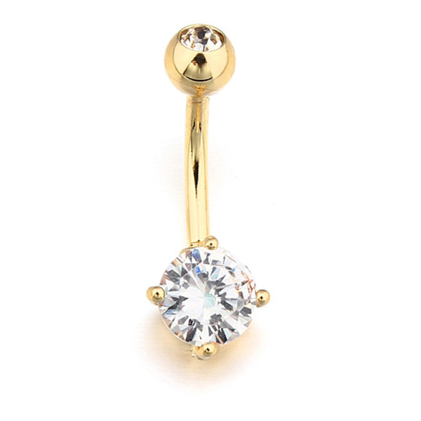 10K Gult Guld Simulerad Diamant CZ Päronformad Navelpiercing