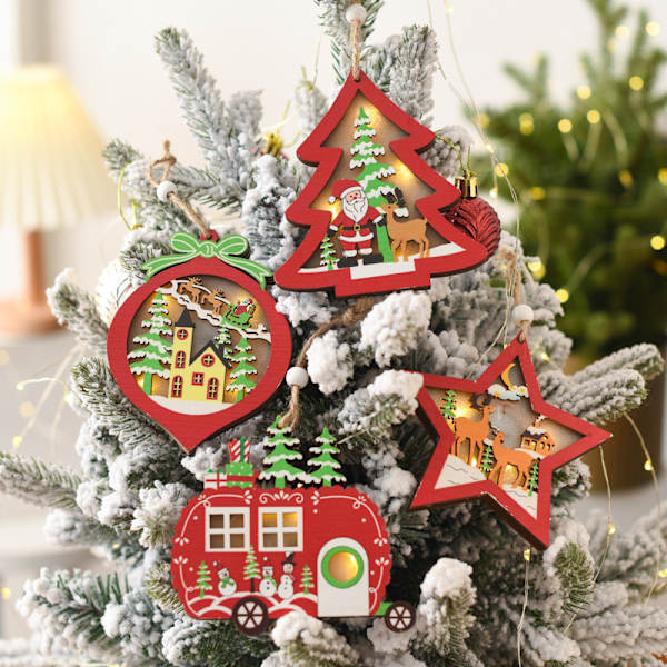 Julepynt LED-lys Træhængende juleornament