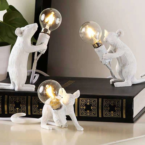 3 stk Mus Resin Bordlampe Dyrelamper Stue Spisestue Soverom