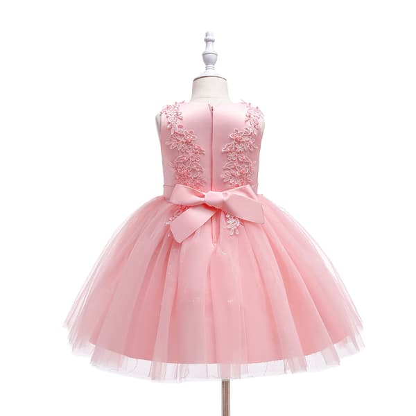 Flickor Spets Brudtärneklänning Blomster Barn Bröllopsbalklänning Småbarn Prinsess Tävlingsaftonklänningar Pink 150CM/9-10Years