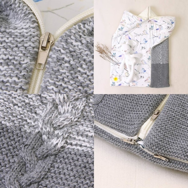 Vinter Babysovsäck Stickad Bomull Unisex Flicka Pojke Dragkedja Slee