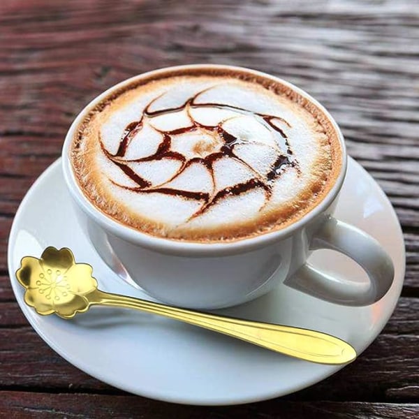 8 stk rustfritt stål blomsterkaffeskje, espressoskjeer, D