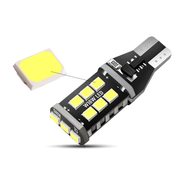 2 stk. Bil LED Baklys T15 2835 15SMD Canbus W16W LED Bremslys Dekoder Pære
